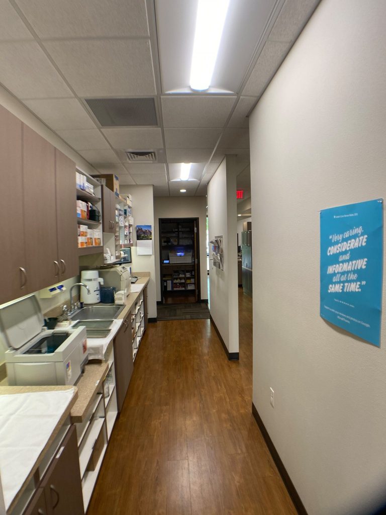 {PRACTICE_NAME} Hallway to treatment rooms